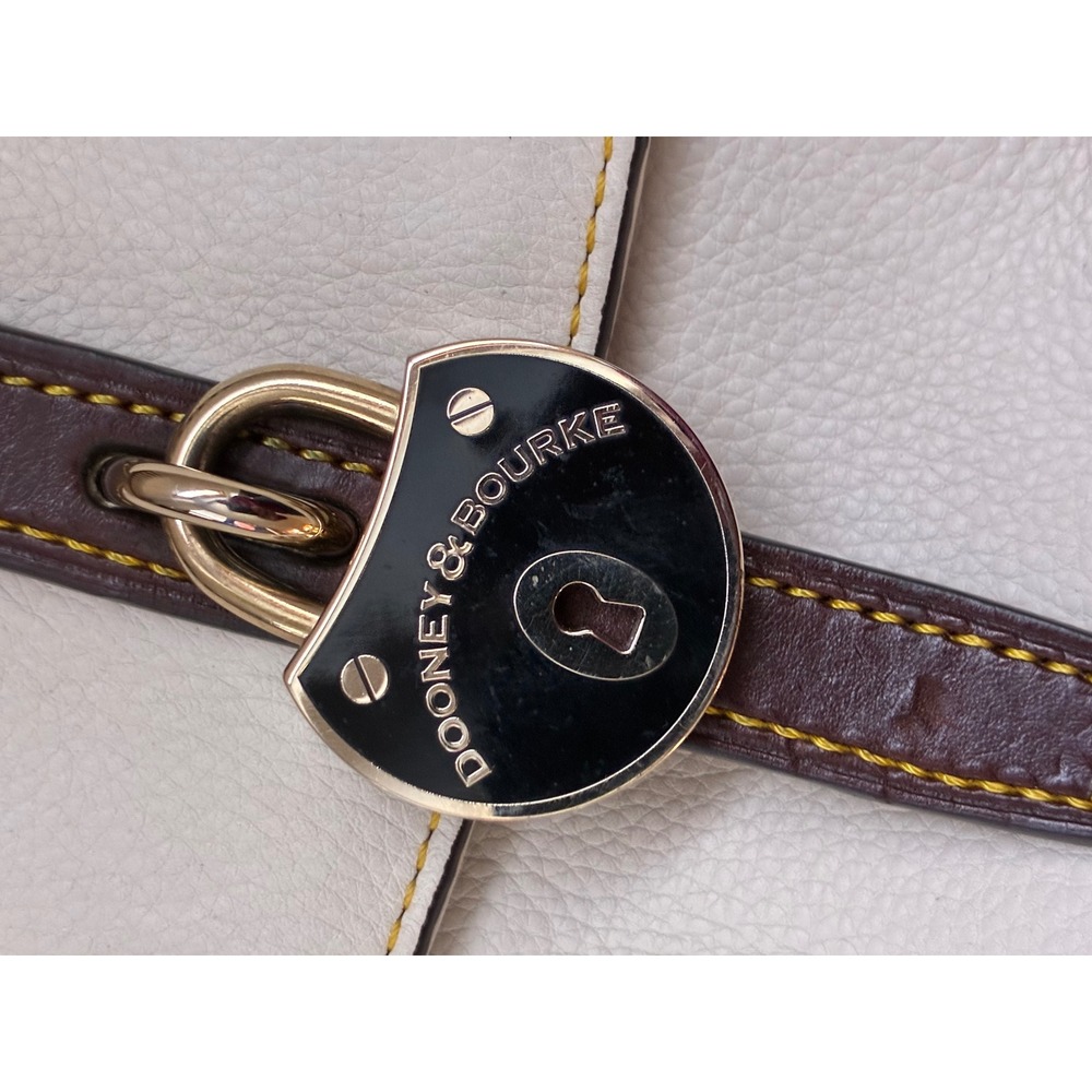 Dooney Bourke Cream Pebble Leather Lock Crossbody Bag - Picture 7 of 16